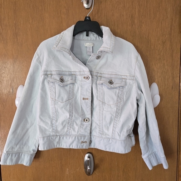 Chico's Jackets & Blazers - Vintage Chico's Ladies, Light Blue Denim Jacket Size Small/ 4.